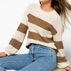 Steve Madden Apparel Spessie Balloon Sleeve Sweater Size Medium Striped